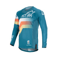 ALPINESTARS 2020 TECHSTAR VENOM JERSEY PETROL WHITE FLURO ORANGE