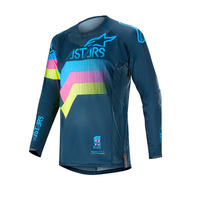 ALPINESTARS 2020 TECHSTAR VENOM JERSEY NAVY AQUA FLURO PINK