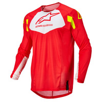 ALPINESTARS 2022 TECHSTAR FACTORY JERSEY FLURO RED WHITE FLURO YELLOW