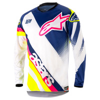 ALPINESTARS RACER SUPERMATIC JERSEY WHITE DARK BLUE FLURO YELLOW