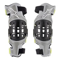 ALPINESTARS BIONIC 7 KNEE BRACE SET SILVER FLURO YELLOW