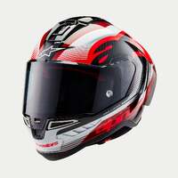 ALPINESTARS SUPERTECH SR10 TEAM BLACK CARBON RED WHITE GLOSS HELMET