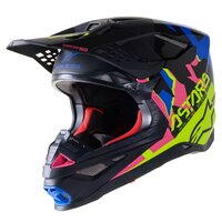 ALPINESTARS SUPERTECH S-M8 ECHO HELMET BLACK BLUE FLURO YELLOW FLURO PINK