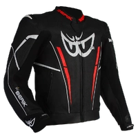 BERIK MONZA LEATHER JACKET BLACK FLURO RED