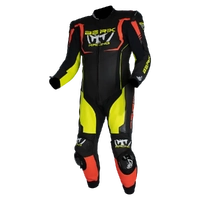 BERIK MUGELLO LEATHER RACE SUIT BLACK HI VIZ RED