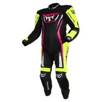 BERIK SICILY LEATHER RACE SUIT BLACK HI VIZ PINK