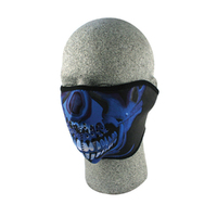 ZAN HEADGEAR NEOPRENE FACE MASKS - BLUE CHROME SKULL
