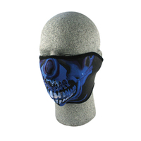NEOPRENE HALF FACE MASK Blue Chrome Skull- WNFM024H