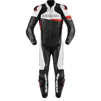 SPIDI 1PCE RACE WARRIOR PERFORATED LEATHER SUIT BLACK WHITE RED