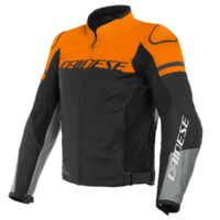 DAINESE AGILE LEATHER JACKET BLACK ORANGE CHARCOAL GREY