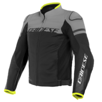 DAINESE AGILE LEATHER JACKET BLACK CHARCOAL BLACK