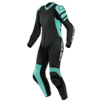 DAINESE KILLALANE 1 PC PERFORATED LADY LEATHER SUIT - BLACK/AQUA GREEN