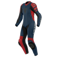 DAINESE KILLALANE 1 PC PERFORATED LADY LEATHER SUIT - BLACK-IRIS/HAUTE - RED/BLACK