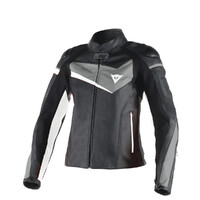DAINESE VELOSTER LADIES LEATHER JACKET BLACK GREY WHITE