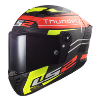 LS2 FF805 THUNDER CARBON ATTACK HELMET MATT RED HI-VIS YELLOW