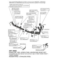 LEO VINCE HEAD PIPES STAINLESS CRF 1100 L AF TWIN / ADV SPRT/DCT '20> (orig. & LV exhaust) (orig. cntr stand & pann)