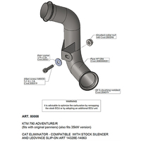 LEO VINCE LINK PIPE (CAT ELIM.) STAINLESS 790>890 ADVENTURE / R '19> (orig. & LV slip-on) (fits w orig. pann)