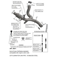 LEO VINCE LINK PIPE (CAT ELIM.) STAINLESS M'STRADA 950/S '17-20 (Comp w orig. muffler, pann, under cowl)