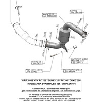 LEO VINCE LINK PIPE (CAT ELIM.) STAINLESS DUKE/RC 125>390 / SVART/VIT 401 '17-20 (comp w orig. & LV slip-on)