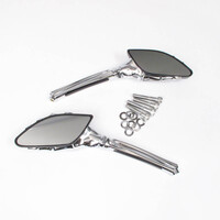 WHITES MIRROR UNIVERSAL SKELETON HAND CHROME/BLACK HARLEY DAVIDSON (PAIR)