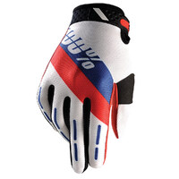 100% RIDEFIT HONOR GLOVES WHITE BLUE RED