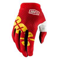 100% ITRACK FIRE GLOVES RED YELLOW
