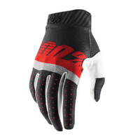 100% RIDEFIT GLOVES STEEL GREY RED