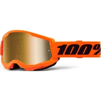 100% STRATA 2 GOGGLE NEON ORANGE W/ MIRROR GOLD LENS