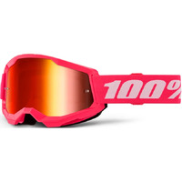 100% STRATA 2 GOGGLE PINK W/ MIRROR RED LENS
