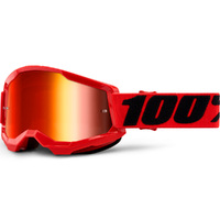 100% Strata2 Goggle w/mirror red lens