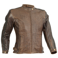 RICONDI LADIES MT GLORIOUS PERFORATED LEATHER JACKET DISTRESSED BROWN