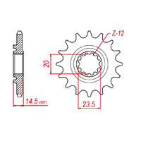 MTX 1345 STEEL FRONT SPROCKET 520 PITCH 13-TEETH - 10-1345-13