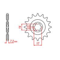 MTX 1501 STEEL FRONT SPROCKET 428 PITCH 14-TEETH - 10-1501-14