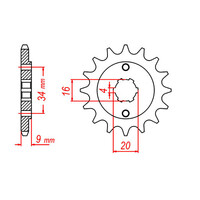 MTX 1554 STEEL FRONT SPROCKET 520 PITCH 13-TEETH - 10-37F-13