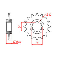 MTX 1371 STEEL FRONT SPROCKET 525 PITCH 16-TEETH - 10-MV9-16