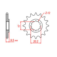 MTX 1907 STEEL FRONT SPROCKET 428 PITCH 14-TEETH - 10-KT5-14