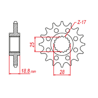 MTX 705 STEEL FRONT SPROCKET 520 PITCH 15-TEETH - 10-705-15