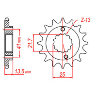 MTX 1307 STEEL FRONT SPROCKET 520 PITCH 13-TEETH - 10-MBN-13
