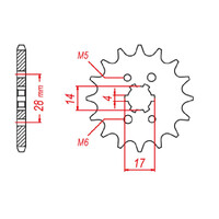 MTX 277 STEEL FRONT SPROCKET 428 PITCH 14-TEETH - 10-277-14