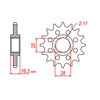 MTX 1904 STEEL FRONT SPROCKET 525 PITCH 17-TEETH - 10-KT6-17