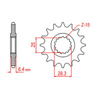MTX 1592 STEEL FRONT SPROCKET 520 PITCH 15-TEETH - 10-592-15