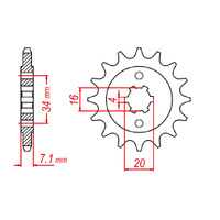 MTX 1903 STEEL FRONT SPROCKET 520 PITCH 14-TEETH - 10-1903-14
