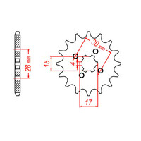 MTX 253 STEEL FRONT SPROCKET 420 PITCH 15-TEETH - 10-116-15