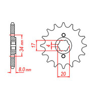 MTX 287 STEEL FRONT SPROCKET 520 PITCH 14-TEETH - 10-KL4-14