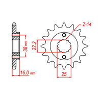 MTX 736 STEEL FRONT SPROCKET 520 PITCH 16-TEETH - 10-736-16