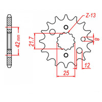 MTX 519 STEEL FRONT SPROCKET 530 PITCH 13-TEETH - 10-169-13