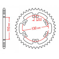 MTX 1421 STEEL REAR SPROCKET 530 PITCH 40-TEETH - 11-421-40