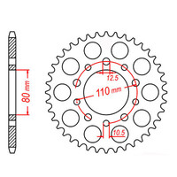 MTX 1334 STEEL REAR SPROCKET 530 PITCH 40-TEETH - 11-438-40