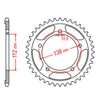 MTX 1304 STEEL REAR SPROCKET 525 PITCH 43-TEETH - 11-MAS-43