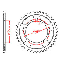 MTX 1304 STEEL REAR SPROCKET 525 PITCH 44-TEETH - 11-MAS-44